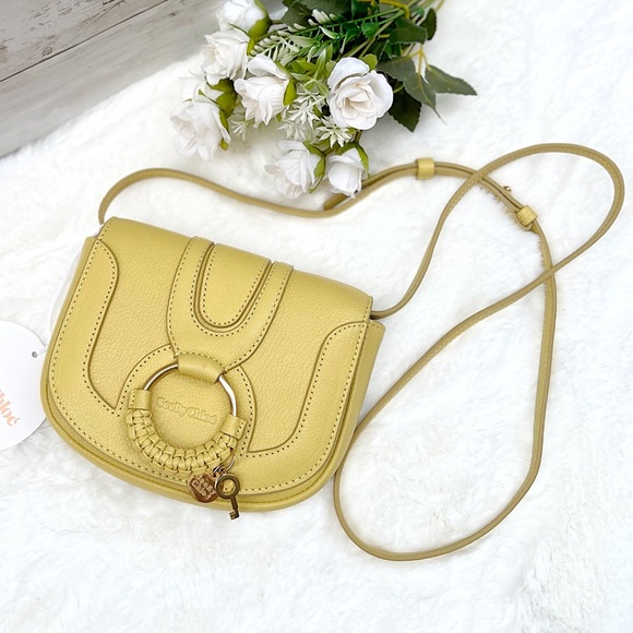 NEW See by Chloé Hana Leather Gold Lock Charm Detail Crossbody Bag Russet Green - Picture 1 of 13